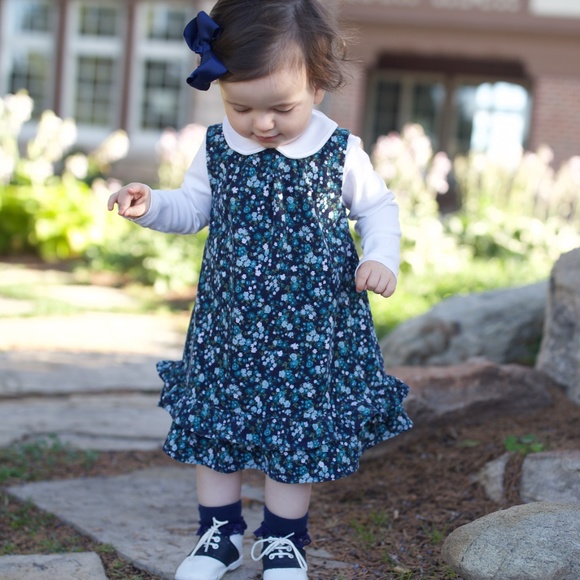 Janie and Jack Other - Janie and Jack | Blue and White Floral Corduroy Dress